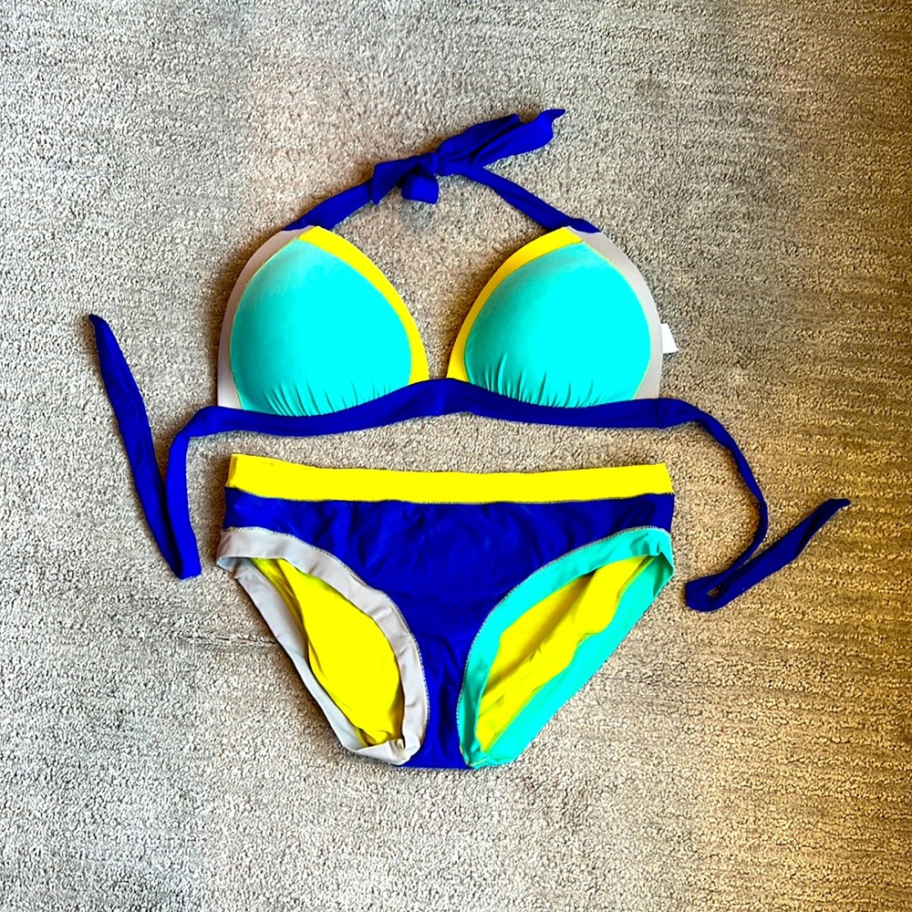 ABS bikini swim two piece blue, green, yellow size 14